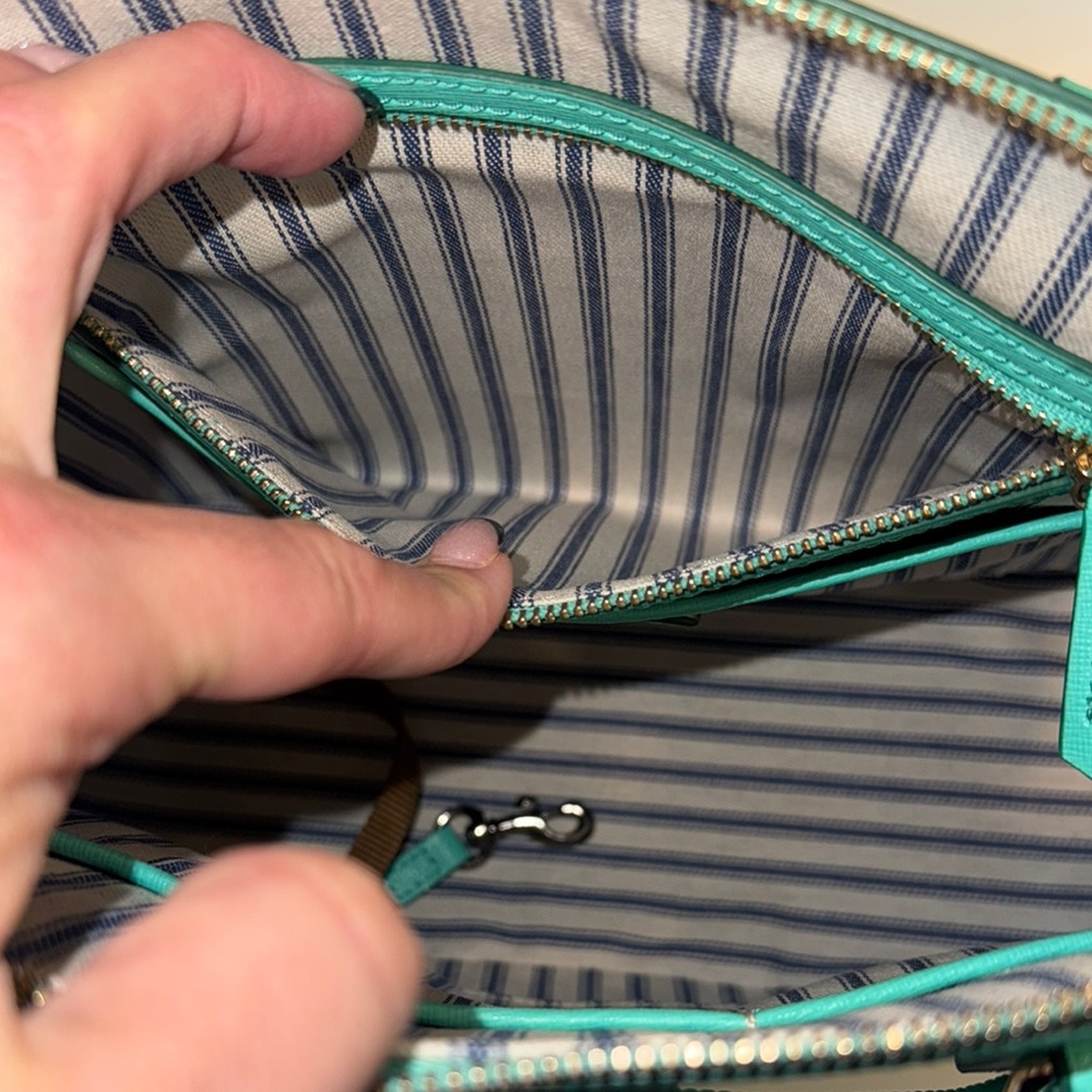 NWT Aqua Dooney & Bourke Zip Satchel & Shoulder Strap - Picture 9 of 11